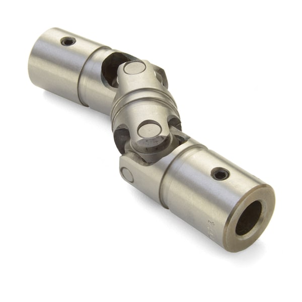 Double U-Joint, 1/4" x 1/4" Bores, 0.495" OD, Steel